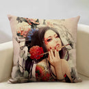 Axyaa Classic Japanese Lady Cushion Cover 45x45cm Home Decor Pillowcase