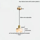 Axyaa Cloud Stone LED Pendant Lights: Modern Brass Kitchen Island Hanging Lamp