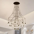 Axyaa Black Acrylic LED Pendant Chandelier | Modern Minimalist Line Design Indoor Lighting
