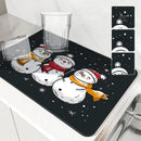 Christmas Snowmen Snowflakes Drying Mat for Kitchen Table Decoration - Axyaa
