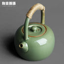 Axya Coarse Pottery Bamboo Green Teapot Zen Tea Ceremony Infuser