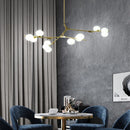 Axyaa Nordic Gold/Black Glass Balls Chandelier: Modern Tree Branches LED Pendant Light