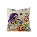 Axyaa Halloween Pillow Cover 45x45 - Pumpkin Owl Cat Spider Sofa Cushion Decor