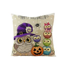 Axyaa Halloween Pillow Cover 45x45 - Pumpkin Owl Cat Spider Sofa Cushion Decor