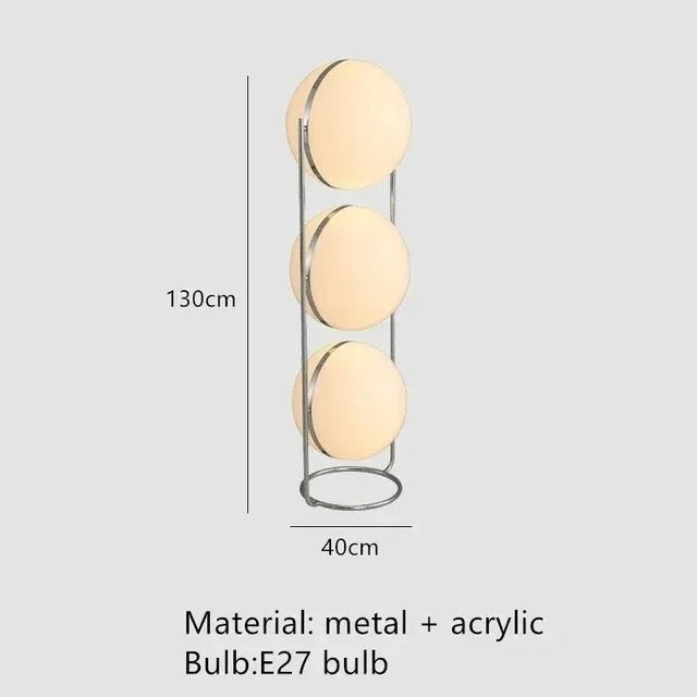 Axyaa Chrome Metal White Acrylic Ball Floor Lamp