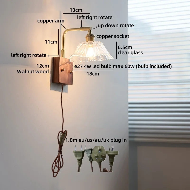 Axyaa Clear Glass LED Wall Light Fixture for Modern Nordic Design