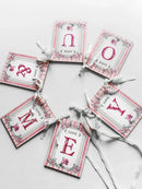 Rustic Wooden LOVE Banner, Pink Floral Bridal Garland, Axyaa Engagement/Wedding Decor