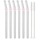 Axyaa Glass Straw Set: 6 Reusable Smoothie Eco Friendly Drinking Straws