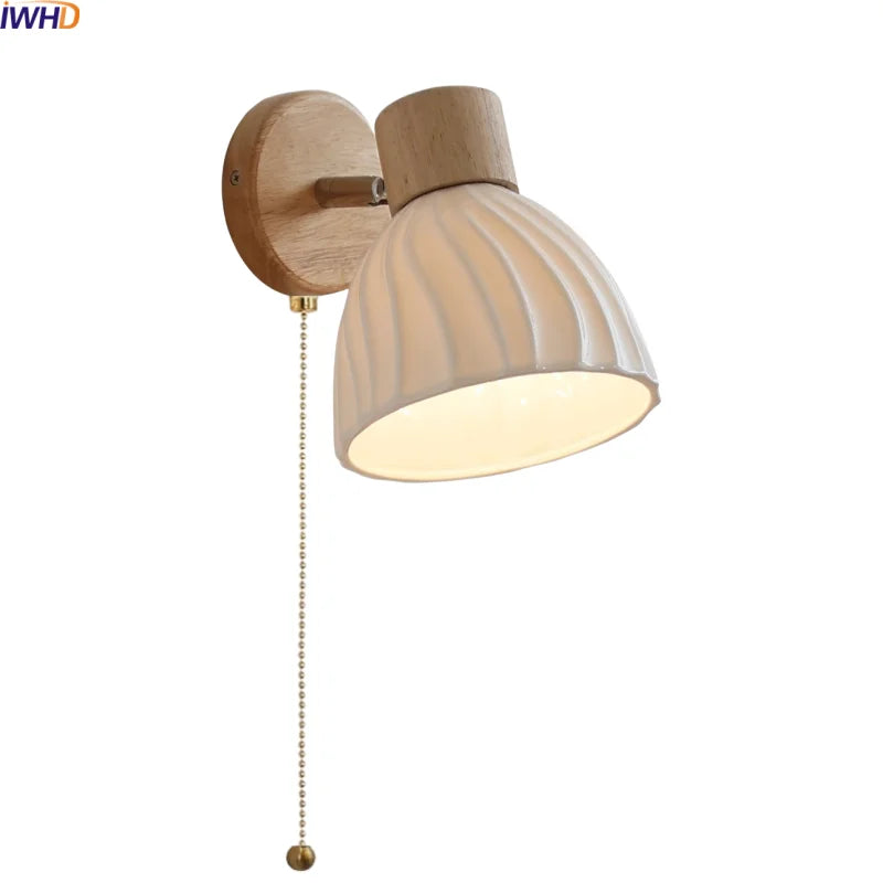 Axyaa Ceramic LED Wall Sconce: Nordic Minimalist White Bedroom Light