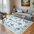 Axyaa Elegant Floral Print Living Room Rug - Non-slip & Machine Washable Floor Mat