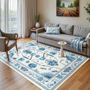 Axyaa Elegant Floral Print Living Room Rug - Non-slip & Machine Washable Floor Mat