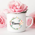 Axyaa Personalized Enamel Flower Mug for Bachelorette Party and Wedding Bridal Shower