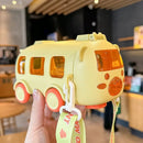 Axyaa Bus-Shaped Children's Sippy Cup with Strap: Cute, Portable, Anti-Fall Drinking Bottle