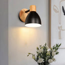Axyaa Nordic Wooden Wall Light Black LED Bedroom Sconce