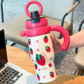 Axyaa Cartoon Thermal Water Bottle with Handle and Straw