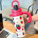 Axyaa Cartoon Thermal Water Bottle with Handle and Straw