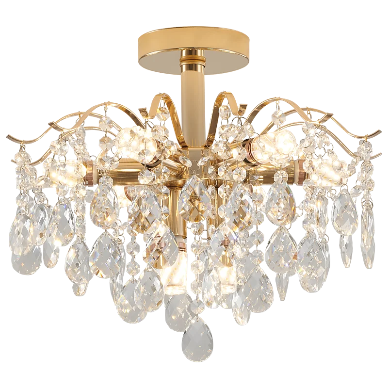 Axyaa Crystal Chandelier: Luxe Living Room Lighting Solution