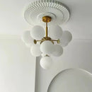 Axyaa French Cream Chandelier Bubble Glass Pendant Light with 5/13 Heads for Home Décor