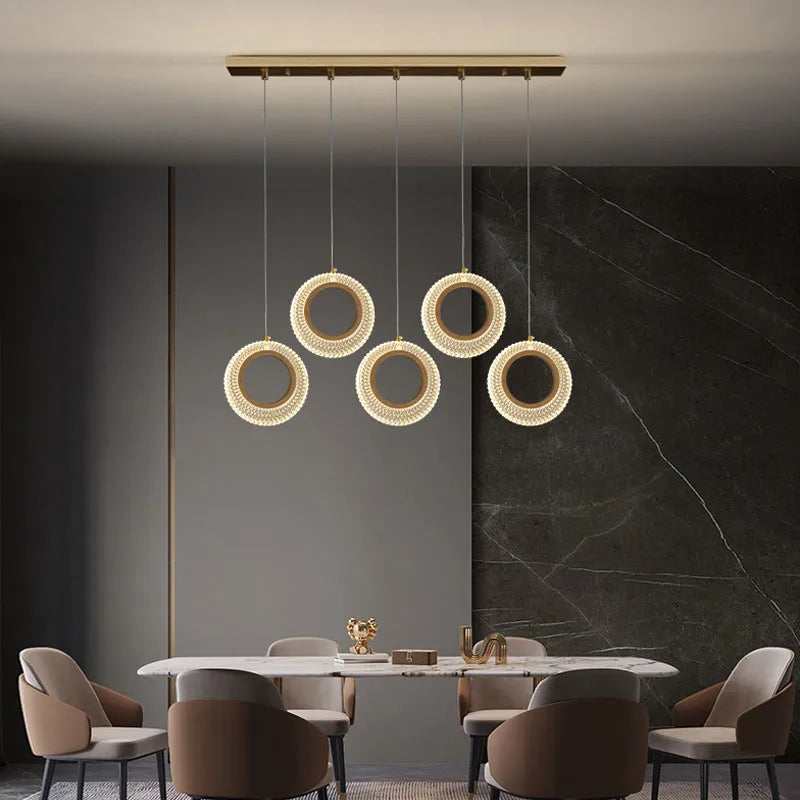 Axyaa Crystal Rings LED Chandelier: Modern Gold Kitchen Lighting Fixtures