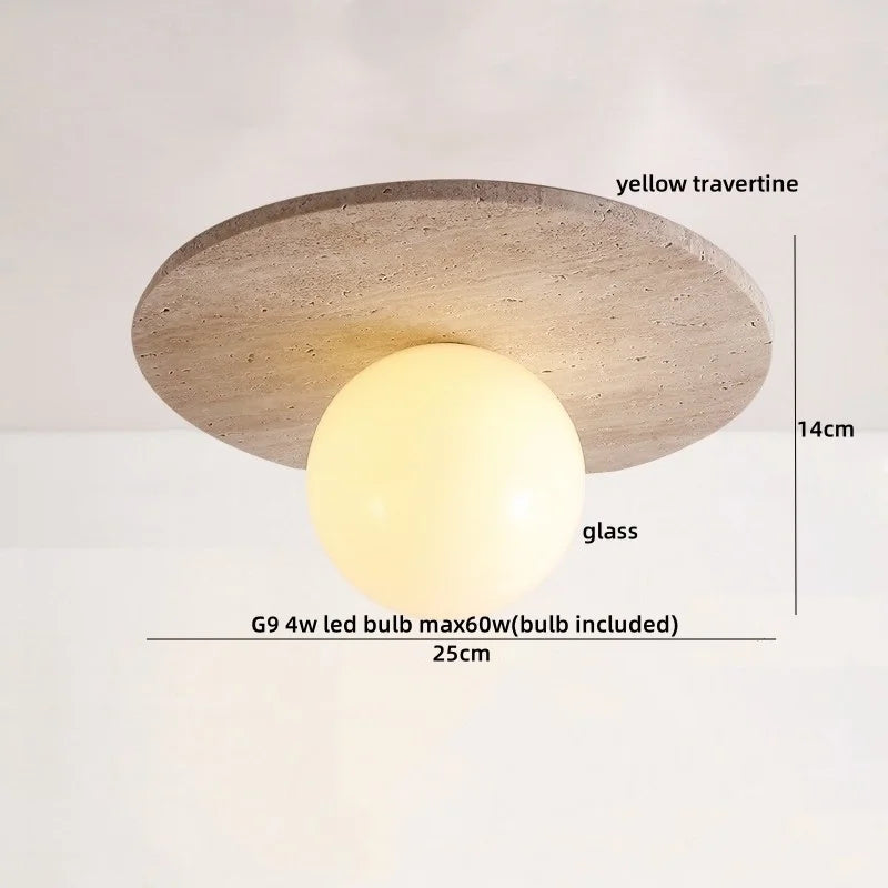 Axyaa Acryl Travertine LED Ceiling Light - Natural Stone Modern Ceiling Lamp