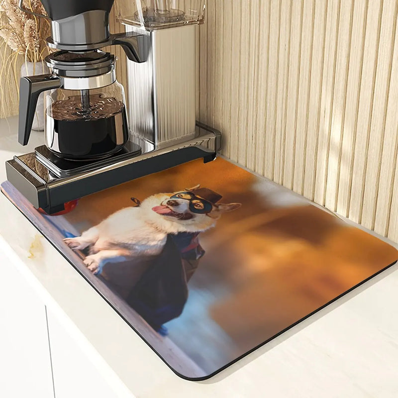 Axyaa Cute Puppy Kitchen Counter Drain Mat Set