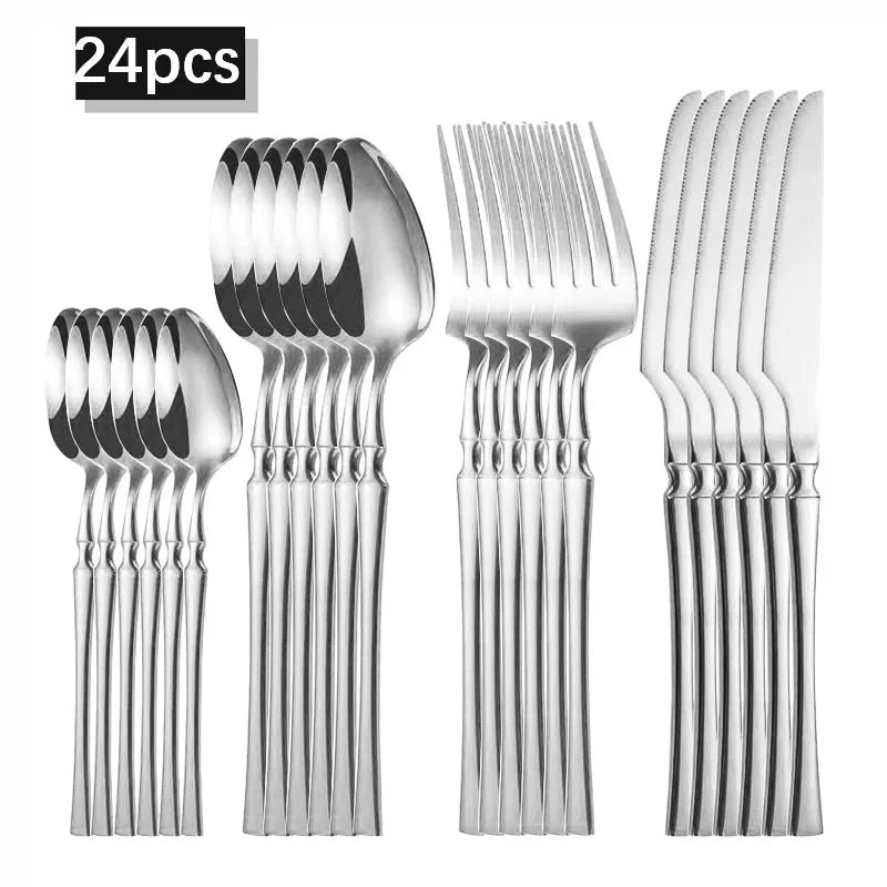 Axyaa 24-Piece Stainless Steel Cutlery Set for Restaurant Banquets