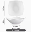 Axyaa 8" Square Ceramic Plate Set - Minimalist Raised Foot Bowl Soup Salad Plate