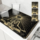 Axyaa Skull Astrology Kitchen Drying Mat - Quick Dry, Anti-Slip & Absorbent Drain Pad