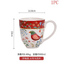 Axyaa Red Flower Bird Plates & Mugs: European Style Ceramic Tableware