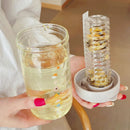 Axyaa Glass Water Bottle with Tea Infuser Filter Straw, Cute Portable Kawaii Drinking Cup