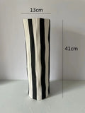 Axyaa Striped Ceramic Vase Geometric Flowerpot Ornament