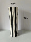 Axyaa Striped Ceramic Vase Geometric Flowerpot Ornament