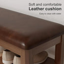Axyaa Adjustable Height Shoe Bench with Leather Cushion