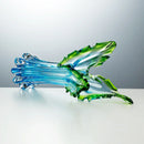 Axyaa Water Blue Glass Vase for Large Fresh Flowers, Unique Irregular-shaped Art Piece
