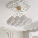 Axyaa White Glass Ball Chandelier Ceiling Modern Minimalist Hanging Lamp