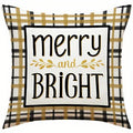 Axyaa Merry And Bright Christmas Holiday Pillow Cover for Sofa, Bedroom & Car