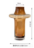 Axyaa Amber Glass Vase Hydroponic Flower Arrangement Artistic Decor - Dried Flower Vessel