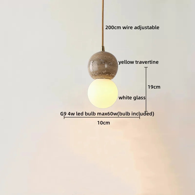 Axyaa Yellow Travertine LED Pendant Lights for Modern Living Spaces