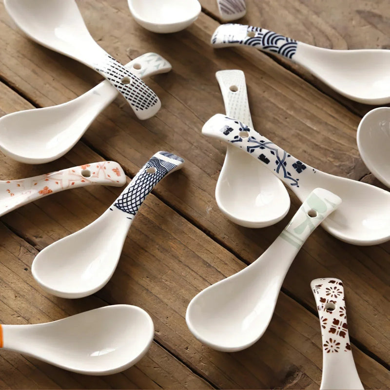 Ceramic Spoon Set Axya Glaze Porcelain Japanese Scoop Tableware Kitchenware