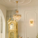Axyaa Gold Crown Crystal Chandelier LED Pendant for Modern Luxury Living Space