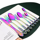 Axyaa Rainbow Stainless Steel Cutlery Set - 6Pcs Flatware for Kitchen Party