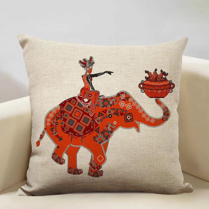 Axyaa African Dance Oil Painting Cushion Cover 45x45cm for Home Living Room Decor