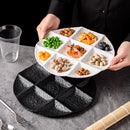 Axyaa Stone Patterned Ceramic Dessert Plate Set - Nine Grid Molecular Cuisine Tableware