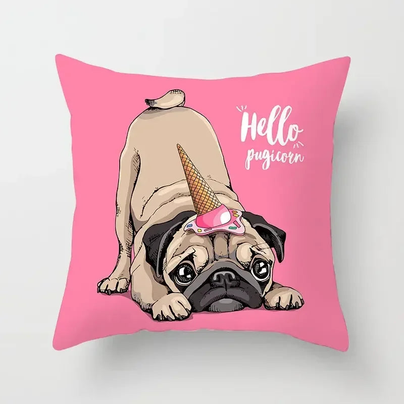Cute Pug Bulldog Pillowcase for Living Room Decor - Axyaa Home Decor