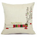 Axyaa Christmas Sausage Style Cushion Cover | Festive Dog Decorative Pillow Cover 45x45cm