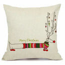 Axyaa Christmas Sausage Style Cushion Cover | Festive Dog Decorative Pillow Cover 45x45cm