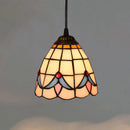 Mosaic Pendant Light with Stained Glass Shade in Colorful Mediterranean Style by Axyaa