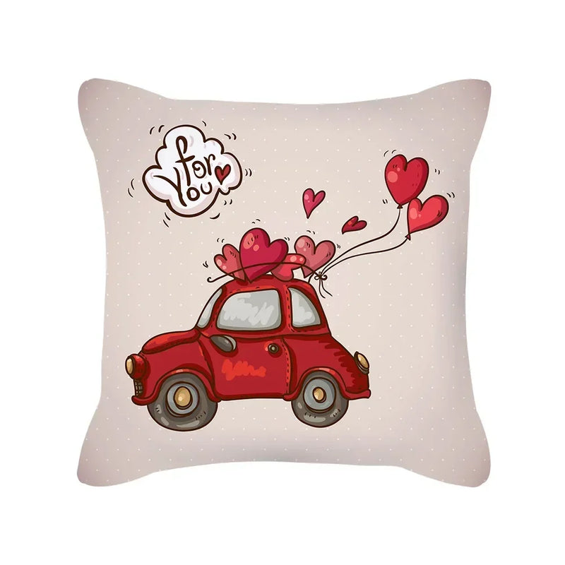 Red Geometric Pillow Case 45x45cm for Sofa, Car, Home Decor - Axyaa