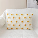 Axyaa Daisy Floral Cushion Cover - White Embroidered Pillow Cover (45x45cm/30x50cm)
