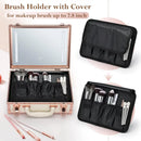 Axyaa LED Mirror Makeup Train Case with Dividers and Brush Holder
